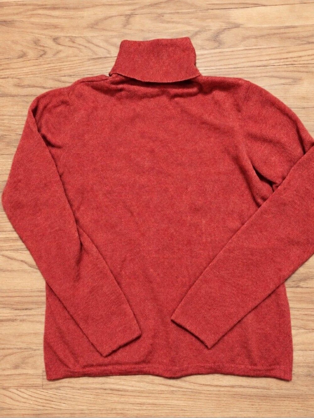 Italian 100% Merino Wool Turtleneck Sweater Burnt Orange Rust Large Made ITALY